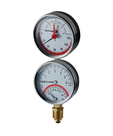 2720 Bimetal thermo-manometer,steel case