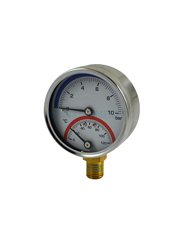 2721 Bimetal thermo-manometer, stainless steel case